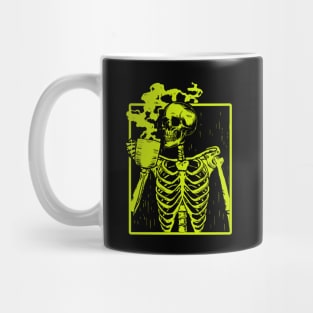 Coffee Drinking Skeleton Skull Halloween Mug